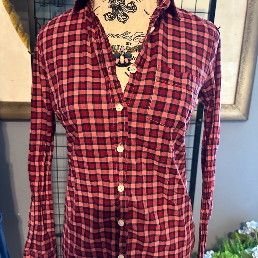 J. Crew Red and Black Plaid Button Down Shirt